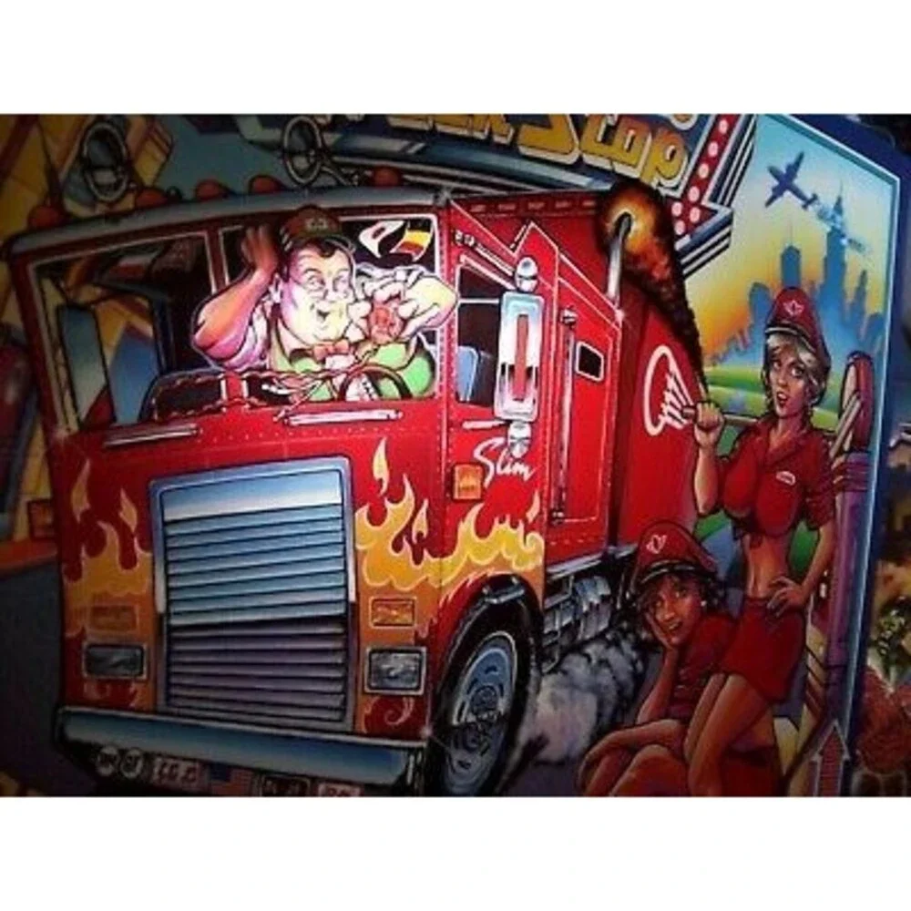 Bally Truck Stop Pinball TRANSLITE Original NOS Game Artwork Big Rig Trucking